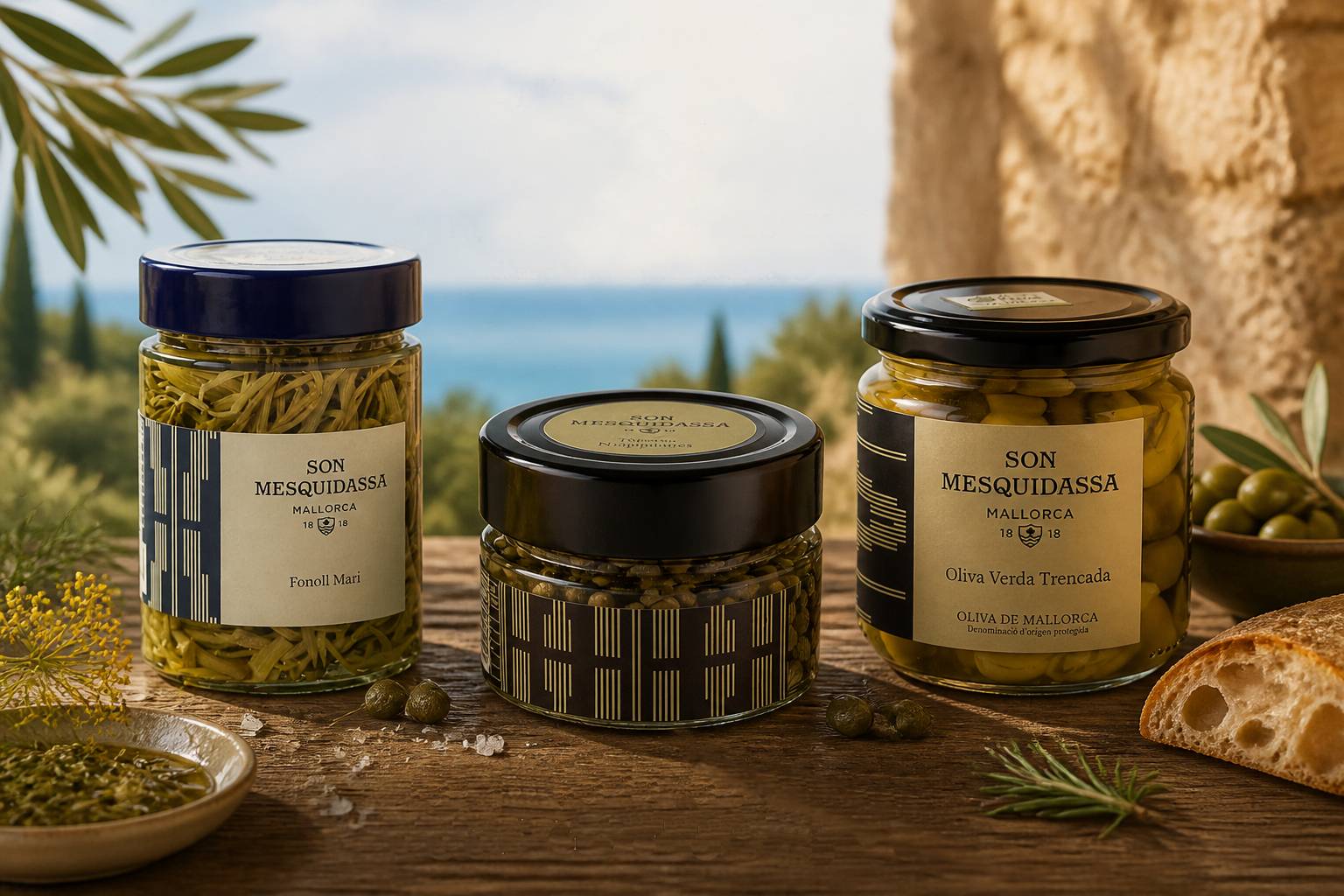 Sea fennel, capers and split green olives
